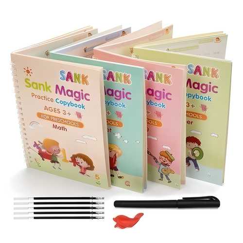 Kids magic practice copybook set with pen and refill for handwriting learning